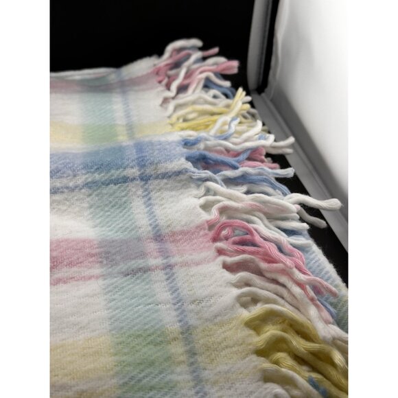 Vtg Baby Security Blanket JC Penney Made In USA 100% Acrylic Pastel Fringed 1980 - Picture 14 of 15